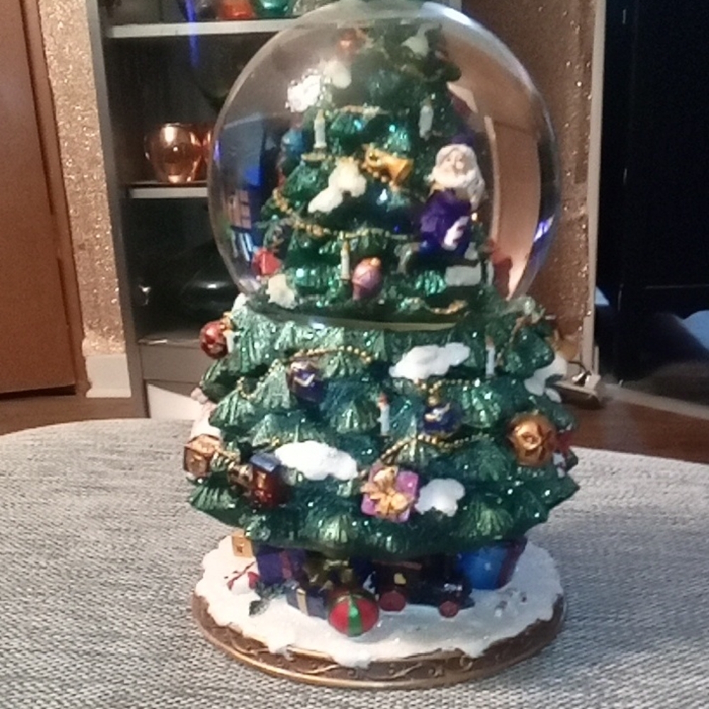 Festive Green Christmas Tree Snow Globe